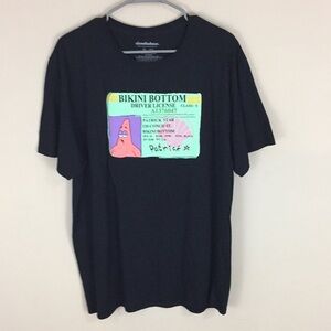 Nickelodeon  Bikini Bottom Drivers License Patrick Star Black Tee T-shirt XL